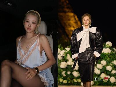 巴黎时装周／Rosé甜美睡衣裙助阵Saint Laurent！降落伞风衣、皮革套装成亮点