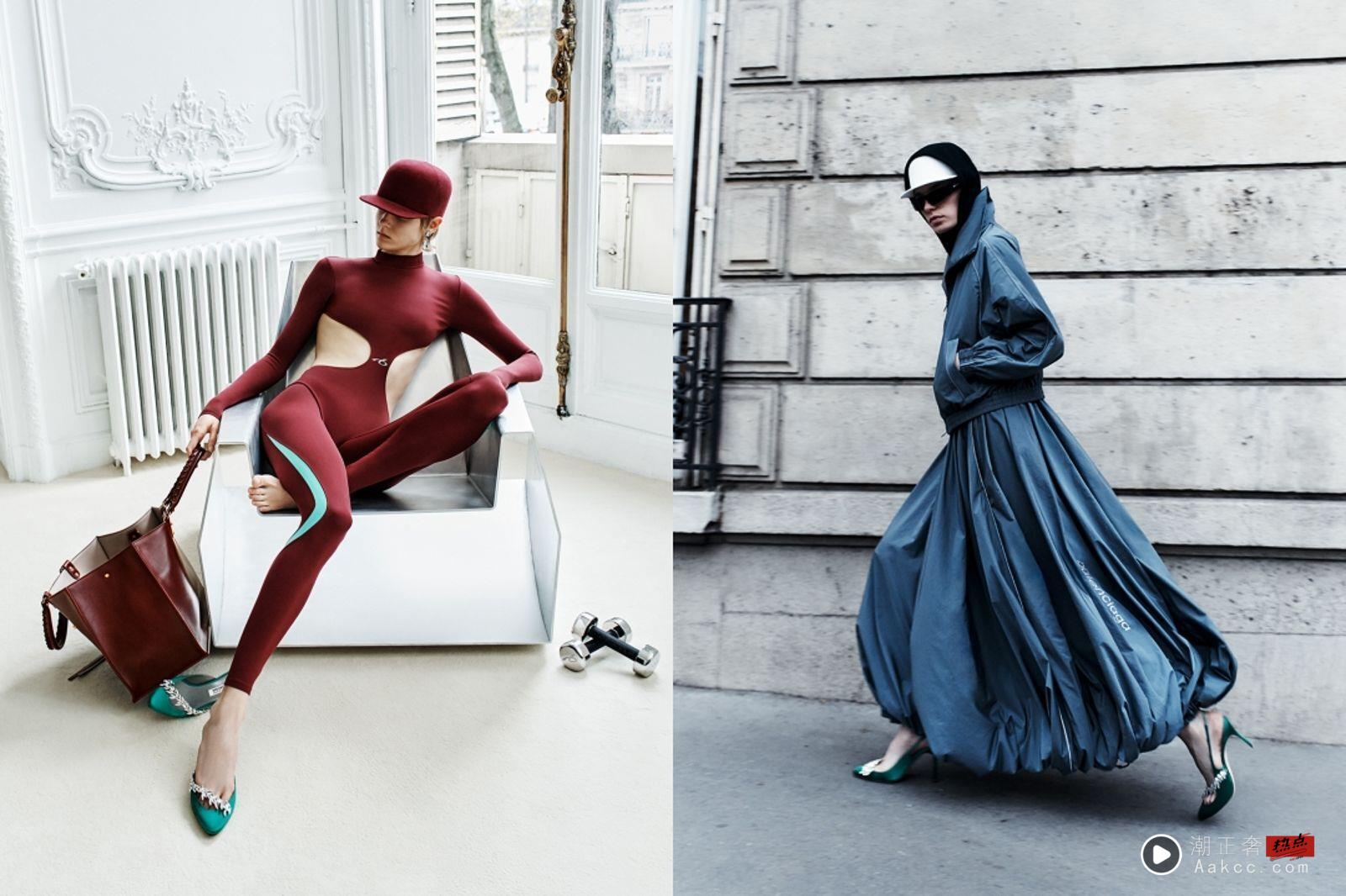 BALENCIAGA｜Manolo Blahnik合作系列是首度携手，推出黑色、银灰色、草绿色、柠绿色与紫罗兰色等多款缎面配色。（巴黎世家提供） 