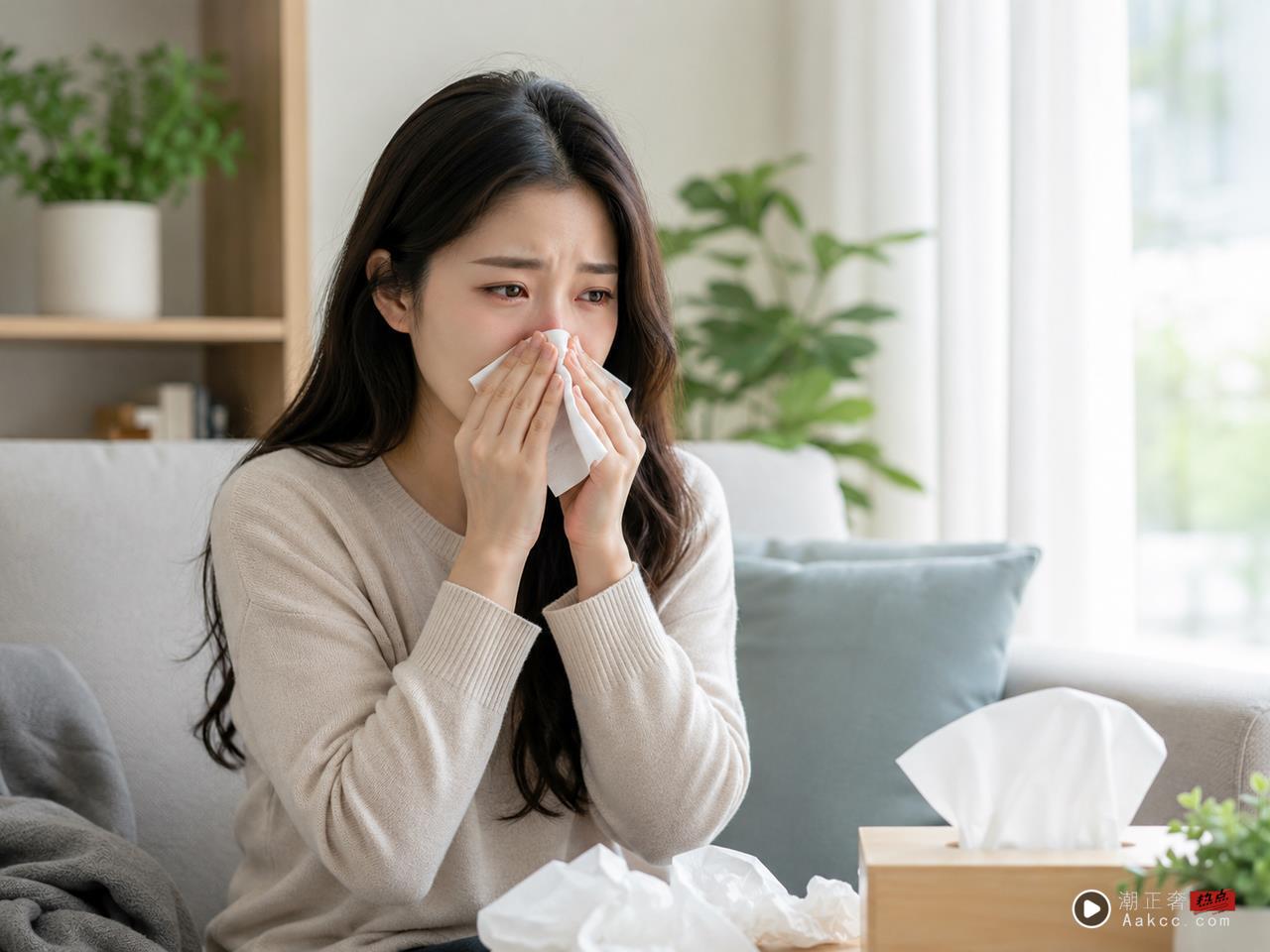 ▲过敏,擤鼻涕,。（AI协作图／记者李薇制作，经编辑审核）